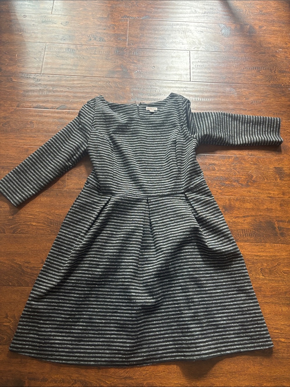 Merona Black & Gray Striped Fit-And-Flare Dress
